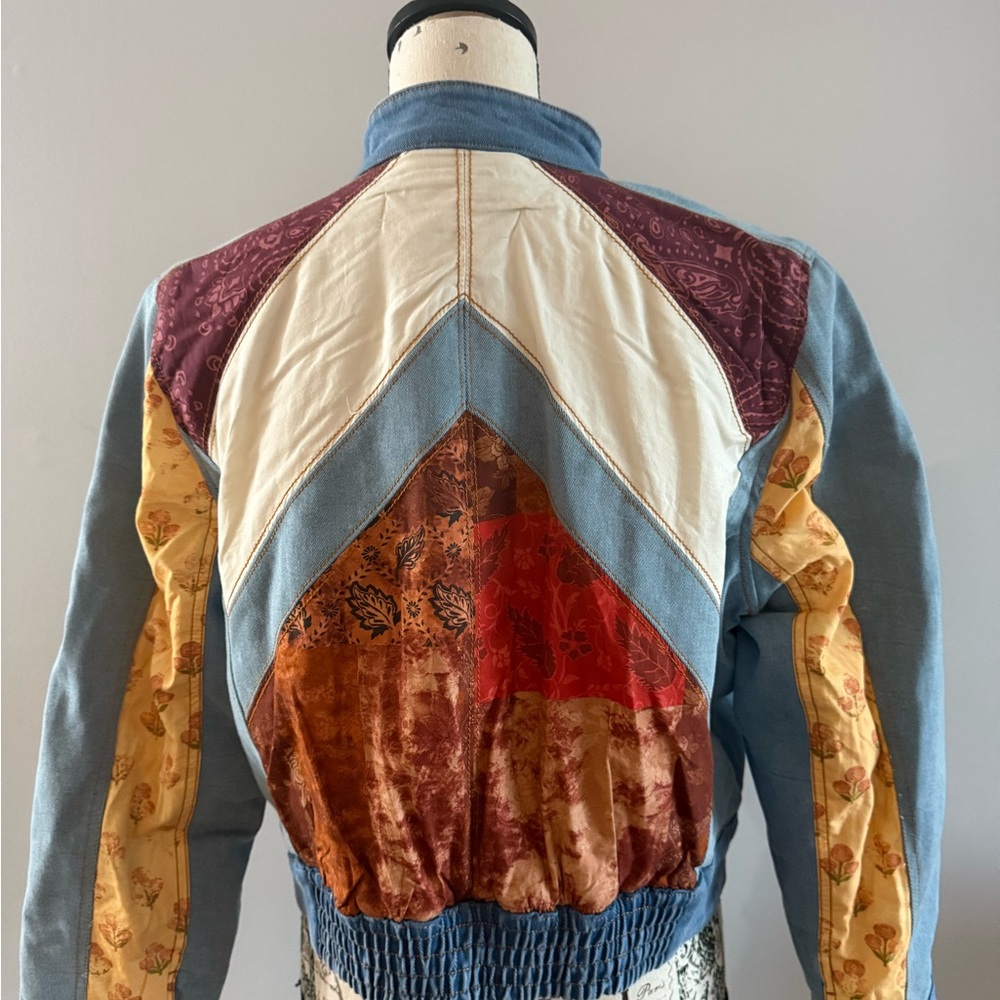 Free People Multicolor Patchwork Bomber Jacket - image 5
